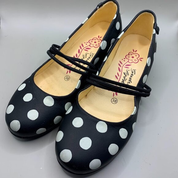 Gudrun Sjoden Black with white polka dot shoes size 38 - Picture 1 of 9